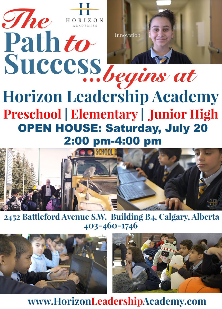 HA_School's tweet photo. The path to your child's success begins at Horizon Leadership Academy! On July 20 join us for a fun and informative information session about our full-time school (PreKG to Grade 9). Spaces are filling up fast! #YYC #Calgary #IslamicSchool #Leadership #Education @PalliserSchools https://t.co/8Stp2YTjva