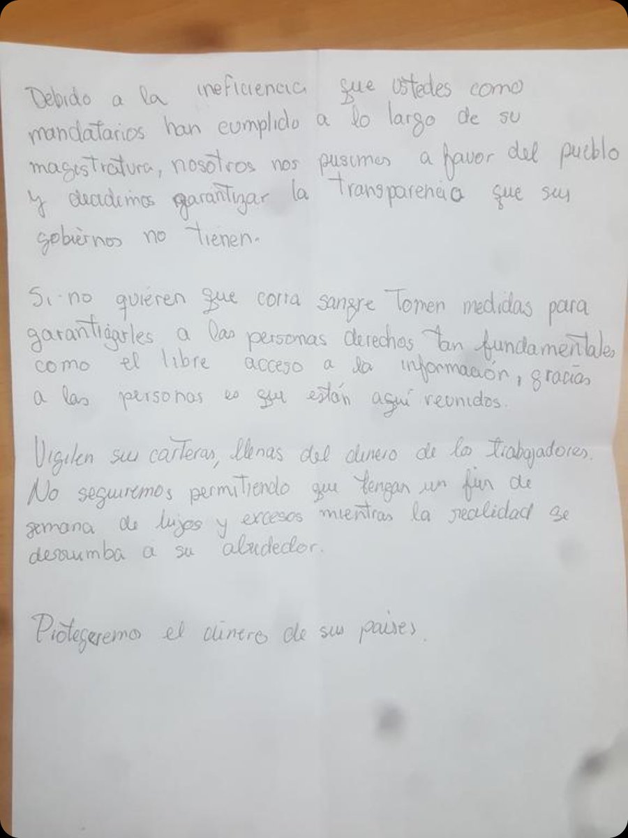 He aquí la carta dejada en cumbre luego de la visita del Papa