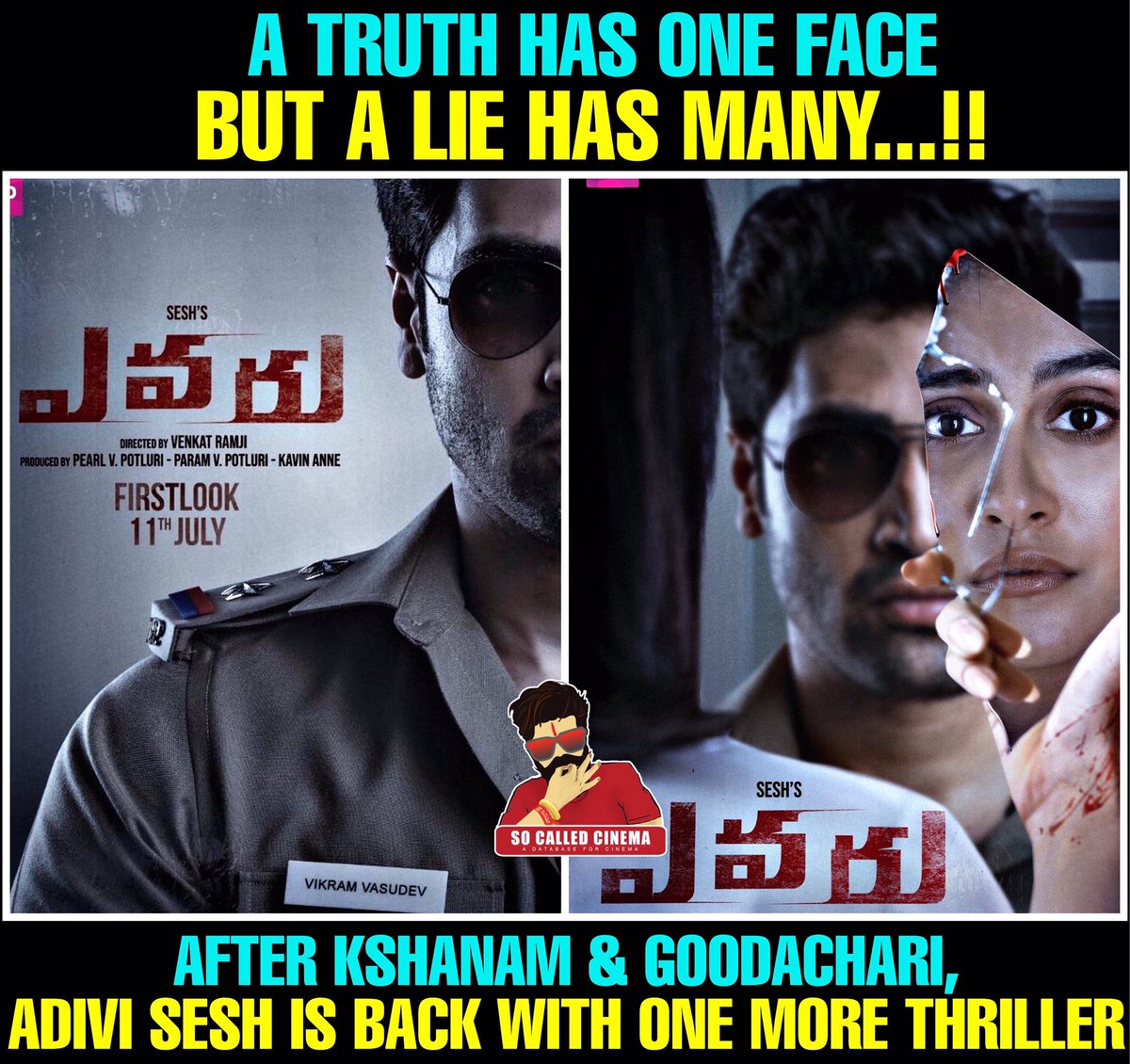 socalledcinemaa's tweet photo. #EvaruFirstLook #Evaru @AdiviSesh - You never disappoint us..!! All the best..!!! #socalledcinema @ReginaCassandra - Ur scripts these days 👍🏼 https://t.co/VaIevAEHX8