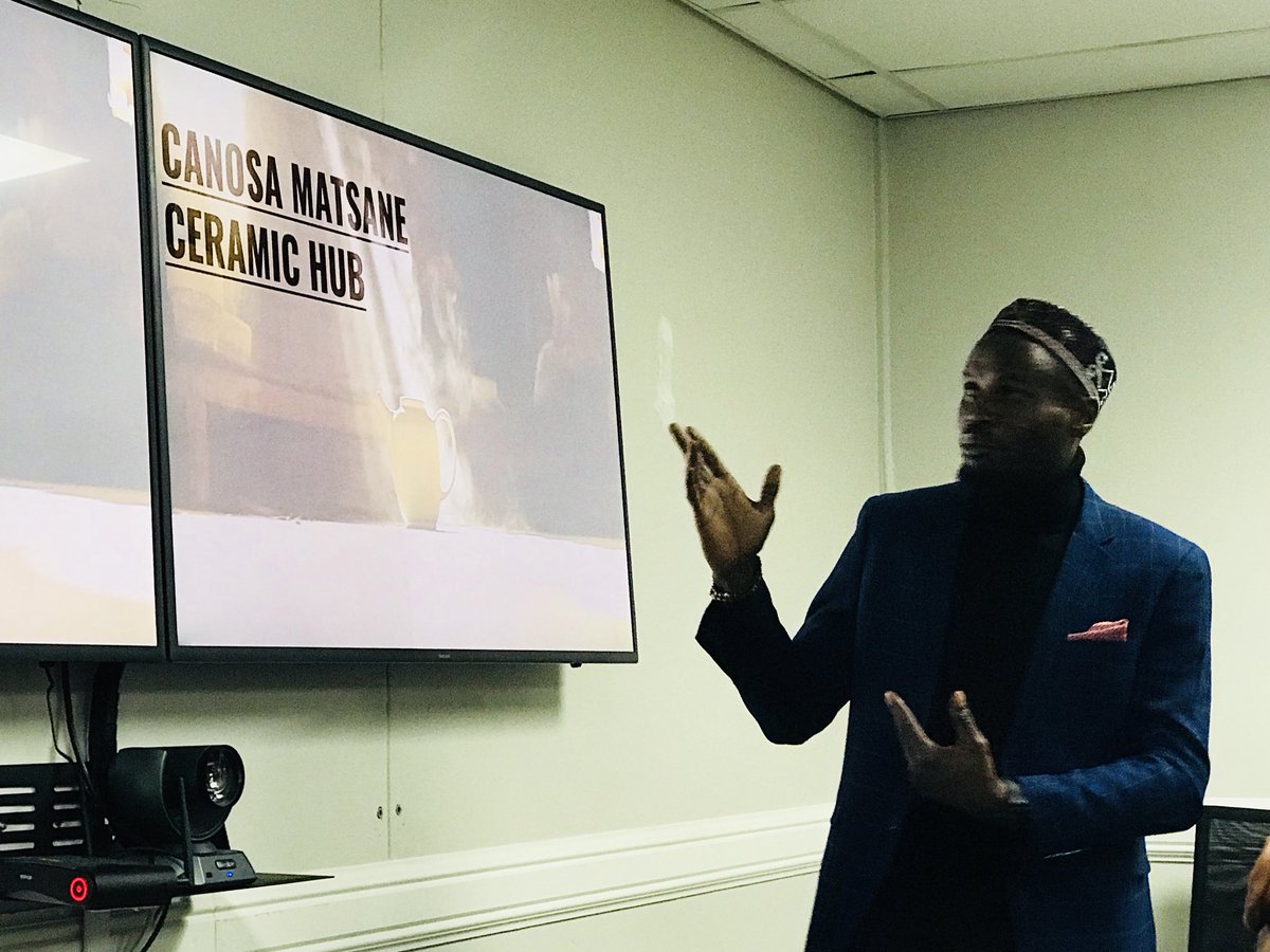 AConsortuim's tweet photo. Presentation from @MduduziMats @AConsortuim. He’s taking us through production process of his products. His company employs 35 people. #AfricaInvestImbizo https://t.co/vFfSYpP4ww