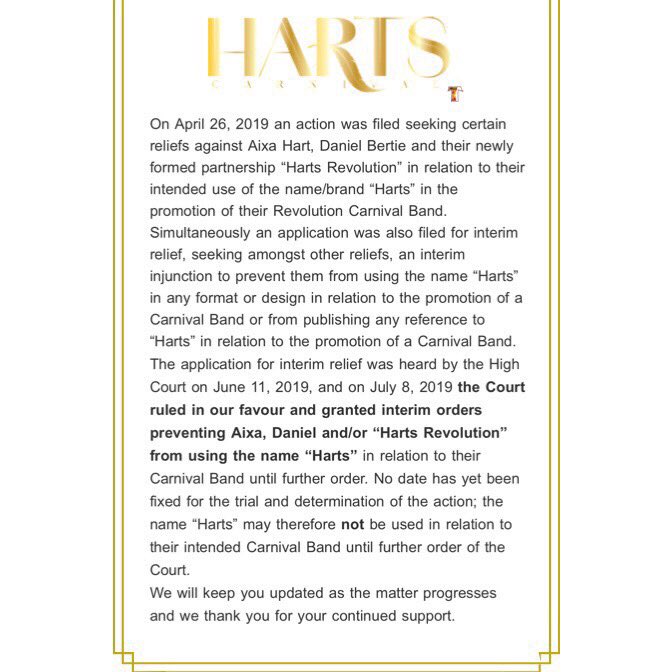 Press release. #Harts2020