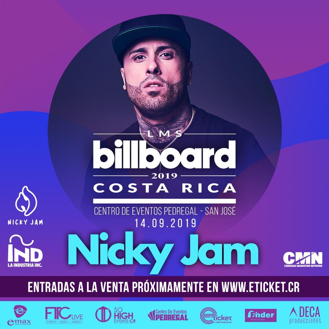 Costa Rica! 🇨🇷 Confirmado! <a href="/NickyJamPR/">Nicky Jam</a> 🔥 El artista urbano más importante del momento en Billboard LMS! <a href="/BillboardLMS/">Billboard LMS</a>  🎼 <a href="/billboard/">billboard</a> <a href="/billboardlatin/">billboard latin</a> 

Producido por SoHigh Events Costa Rica, Feel The Club International and Emax Entertainment @DuperlySalcedo