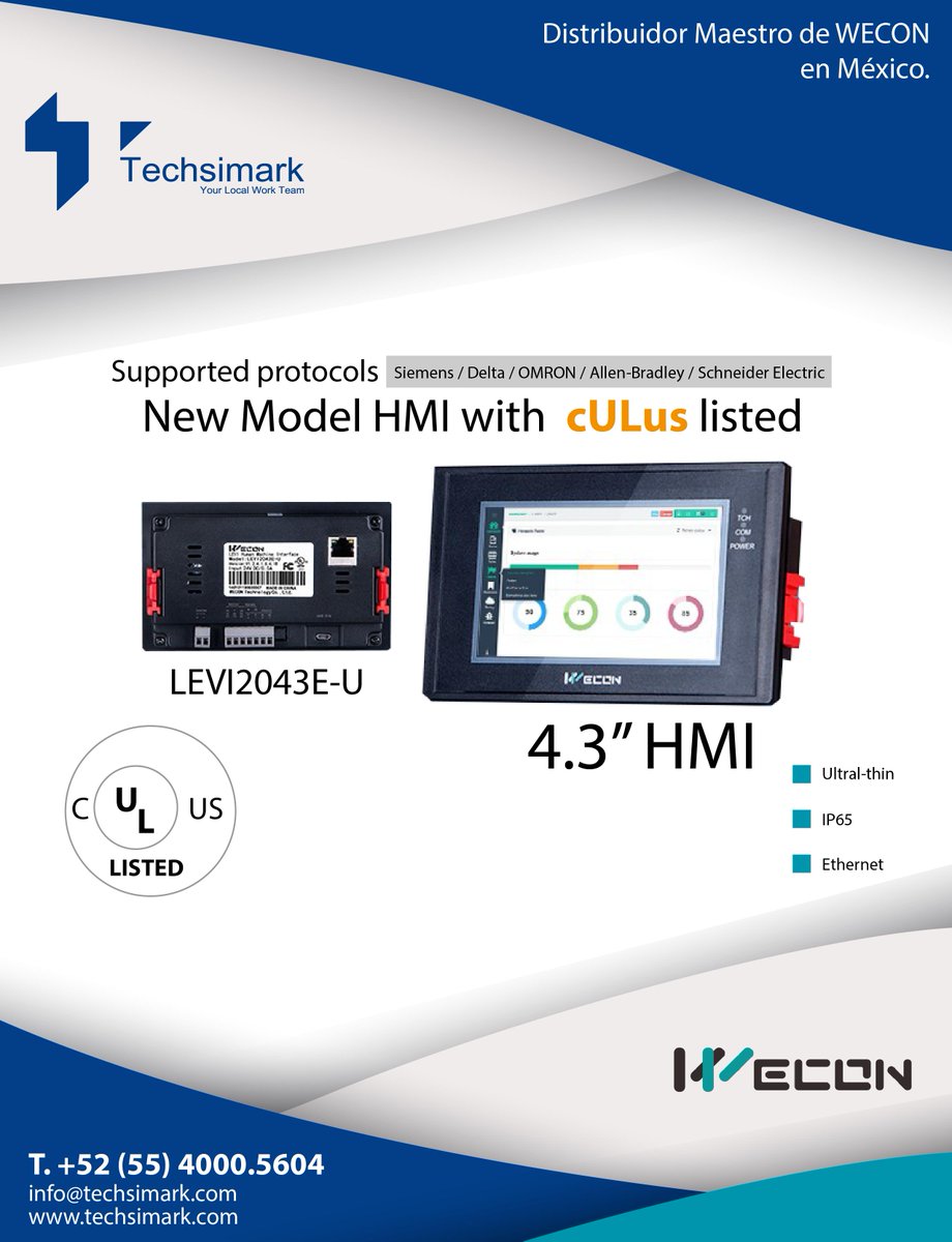 techsimark's tweet image. Nuevo modelo HMI cULus con la más alta tecnología #Wecon

Obtenlo a través del Distribuidor Maestro en México #Techsimark #HMI #Automation #AutomatizaciónIndustrial

Cotiza aquí techsimark.com/cotiza