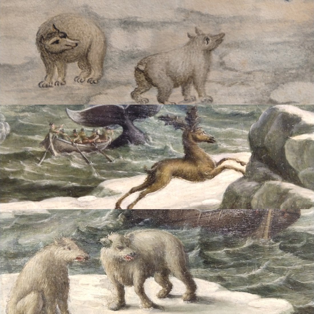 whalingmuseum's tweet photo. A glimpse of wildlife through the eyes of Dutch artists. Spot more of these funky imagined animals yourself in the new exhibition #DeWindIsOp : Climate, Culture and Innovation in Dutch Maritime Painting, now open at the Museum https://t.co/XtqQ4rgs2H https://t.co/gf48qsayQw