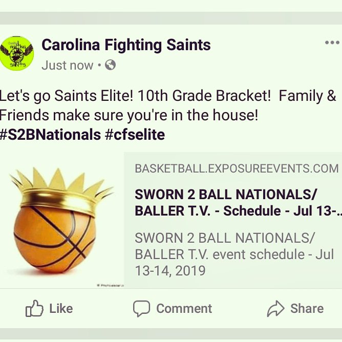 CFSHoops's tweet photo. Let's go Saints Elite! 10th Grade Bracket! Family & Friends make sure you're in the house! #S2BNationals #cfselite #hardworklooksgood https://t.co/SCxNfV86sM
