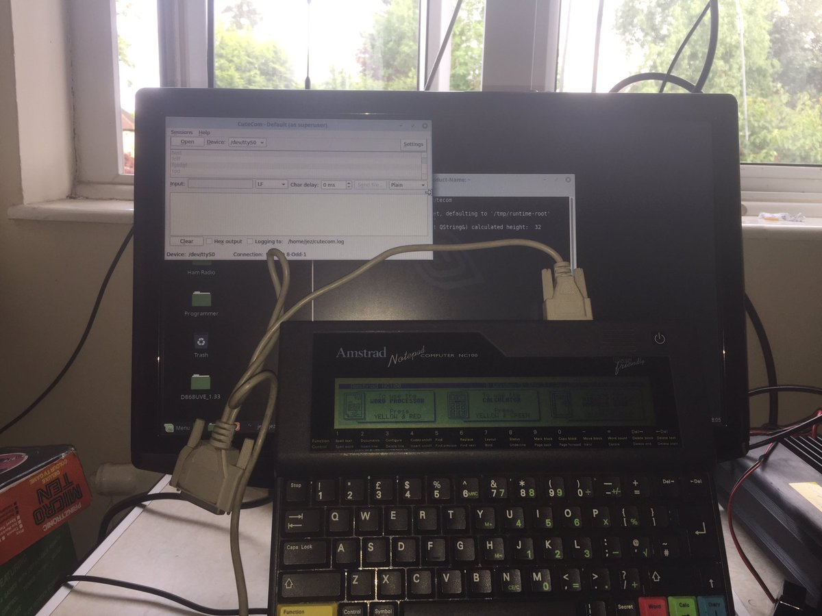 2j4ez's tweet photo. Got this vintage amstrad nc100 notepad communicating with Linux and I’m able to send and receive files to the notepad and #amstrad #notepad #linux #cutecom https://t.co/88bx44JfJT