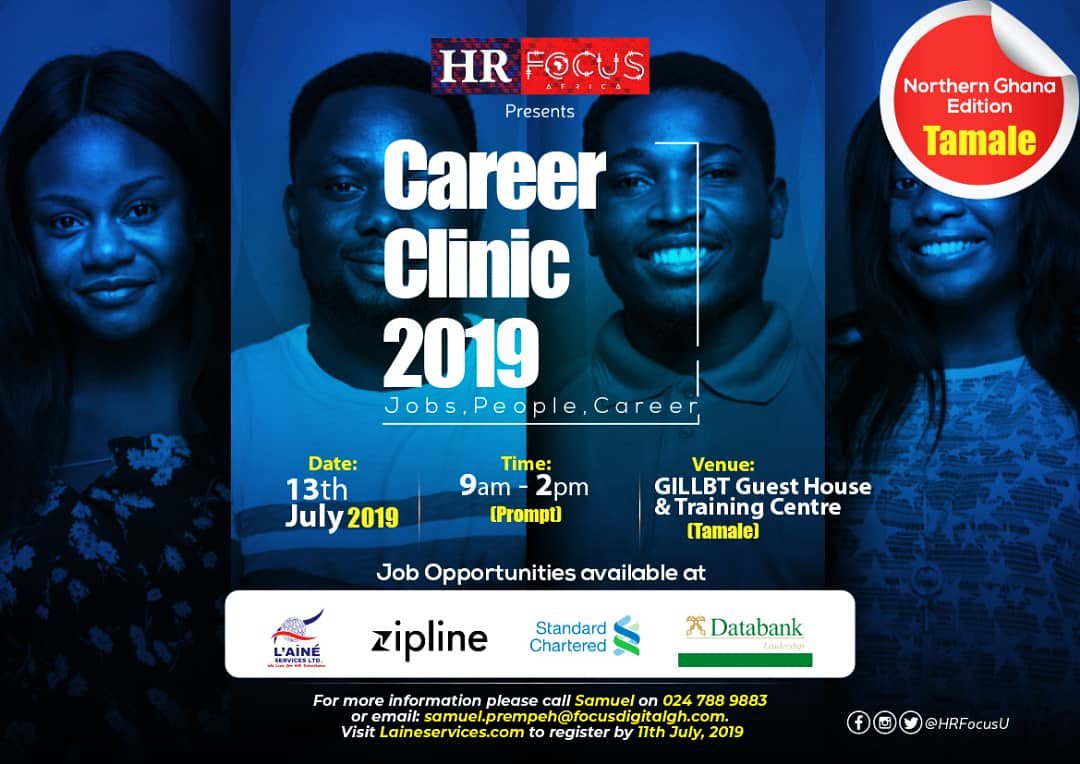 MMFocusMag's tweet image. Career Clinic 2019- Northern Ghana Edition!!! Happening this Saturday, 13th July at 8am at the GILBT Training Centre, Tamale. 
Come along with multiple CVs in anticipation of job opportunities!!! 
For more information, call Samuel on 024788988
TO REGISTER: forms.gle/LnwNBRvoytTHnp…
