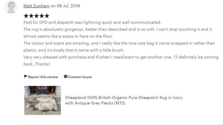 SheeplandLtd's tweet photo. Thank you to Mr Dunham for this fabulous review on Etsy! His chosen Sheepskin Rug was an incredible mix of smokey grey & cream with fabulous long fur!
#customerreview #etsy #sheepskinrug #sheepskin #sheepland #somerset #happycustomer #customerservice #greysheepskin #fireplace https://t.co/6AngluWuoe