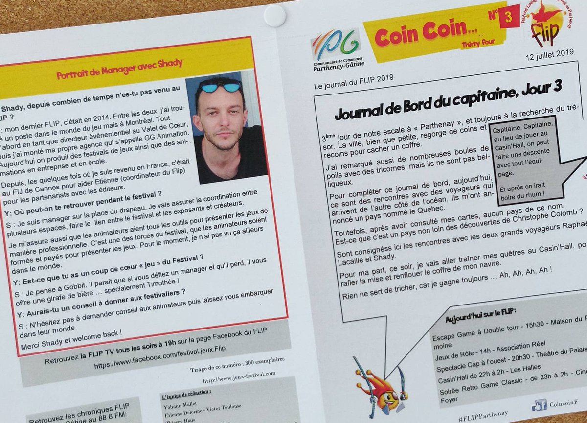 Coin Coin Numéro 3 en cours d'impression avec un portrait de Shady et une interview de Raphaël Lacaille de Es-tu Game ?

Sortie sur le festival demain 10h

#FlipParthenay #J2S #Boardgame #DeuxSevres #Parthenay #jeu #JeuDeSociete #JV #EstuGame