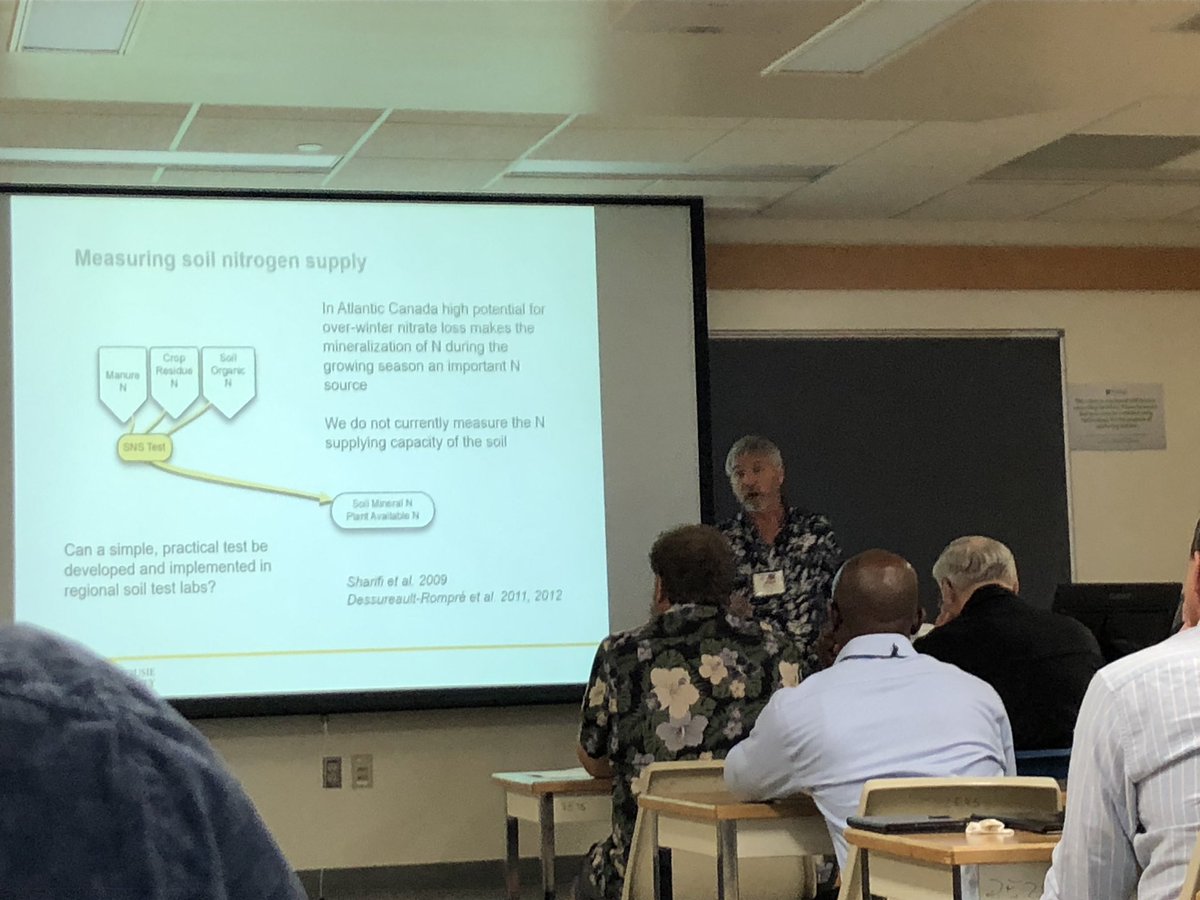 SoilsLab's tweet photo. It’s our very own @d_dburton at #CSSS2019 taking about nitrogen in Atlantic Canada potato production https://t.co/p7fe0NnXOx