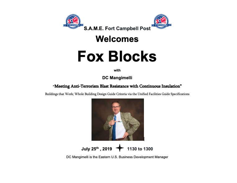 FoxBlocksICF's tweet photo. Meeting Anti-Terrorism Blast Resistance with Continuous Insulation.
#FindFoxBlocks with @same_hq at Fort Campbell July 25. https://t.co/ZiUG42efWM