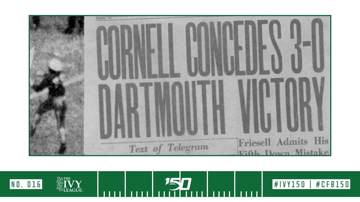 Ivy League (@ivyleague) on Twitter photo THE FIFTH DOWN GAME.
In 1940, <a href="/BigRed_Football/">Cornell Football</a> defeated <a href="/DartFootball/">Dartboard Football</a> thanks to a missed extra down on the final play. Cornell then conceded the victory in a historic show of sportsmanship. 🌿🏈
📰 » ivylg.co/Ivy150 | #Ivy150 | #CFB150 THE FIFTH DOWN GAME.
In 1940, <a href="/BigRed_Football/">Cornell Football</a> defeated <a href="/DartFootball/">Dartboard Football</a> thanks to a missed extra down on the final play. Cornell then conceded the victory in a historic show of sportsmanship. 🌿🏈
📰 » ivylg.co/Ivy150 | #Ivy150 | #CFB150