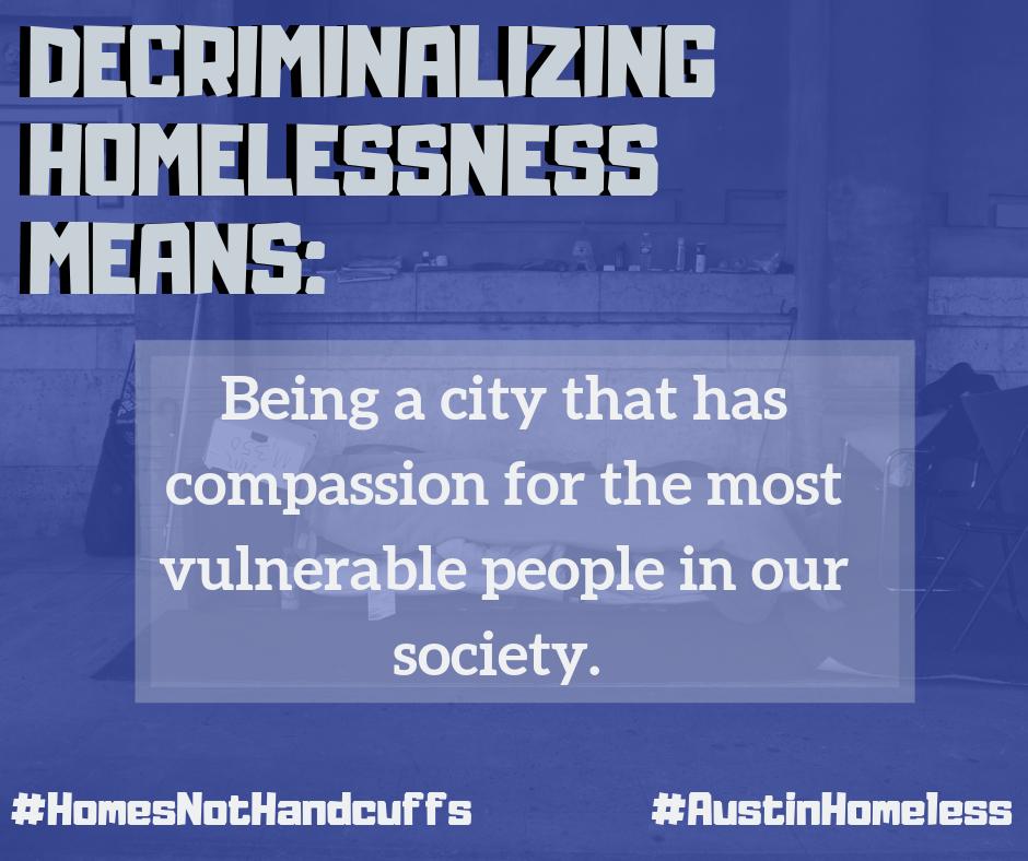 Grassroots_News's tweet image. Decriminalizing homelessness means we choose to be a city that has compassion for the most vulnerable people in our society.

Learn more here: grassrootsleadership.org/blog/2019/06/h…

#HomesNotHandcuffs #AustinHomeless