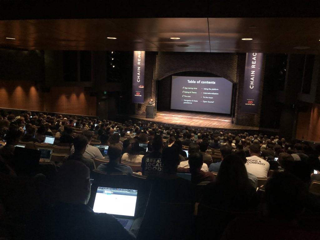 AdhithiRavi's tweet image. Full house @ChainReactConf !! Glad to be here today to hear the awesome talks! #ChainReact2019