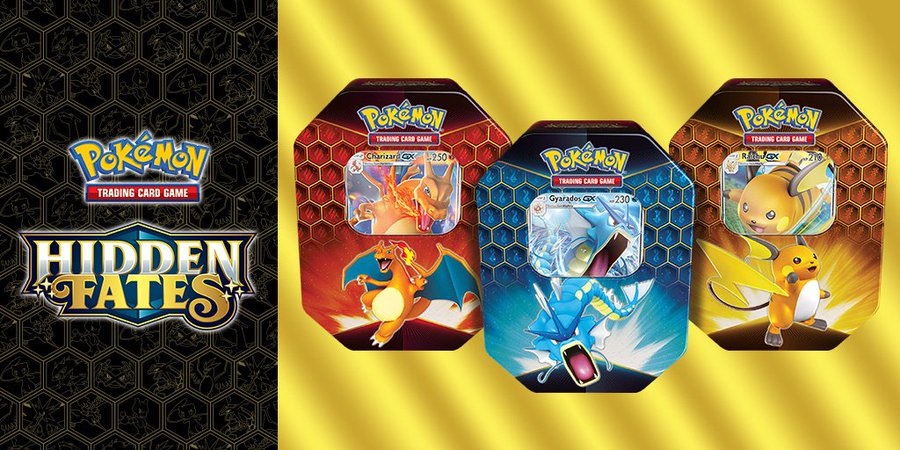 Charizard Pokémon TCG Details about   Hidden Fates Tin Set Raichu Gyarados 