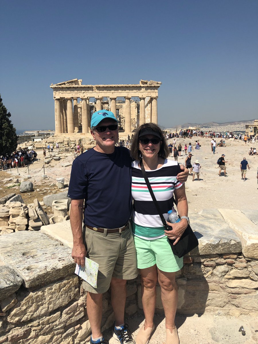 Touring Athens, Greece with my husband who is wearing a <a href="/hornets/">Charlotte Hornets</a> cap. We look up and see this! Wow!!