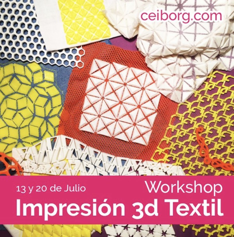denalcubo's tweet image. Workshop de impresión 3D en textil en Ceiborg por Eliana Guzman. Últimos días para anotarse en ceiborg.com
