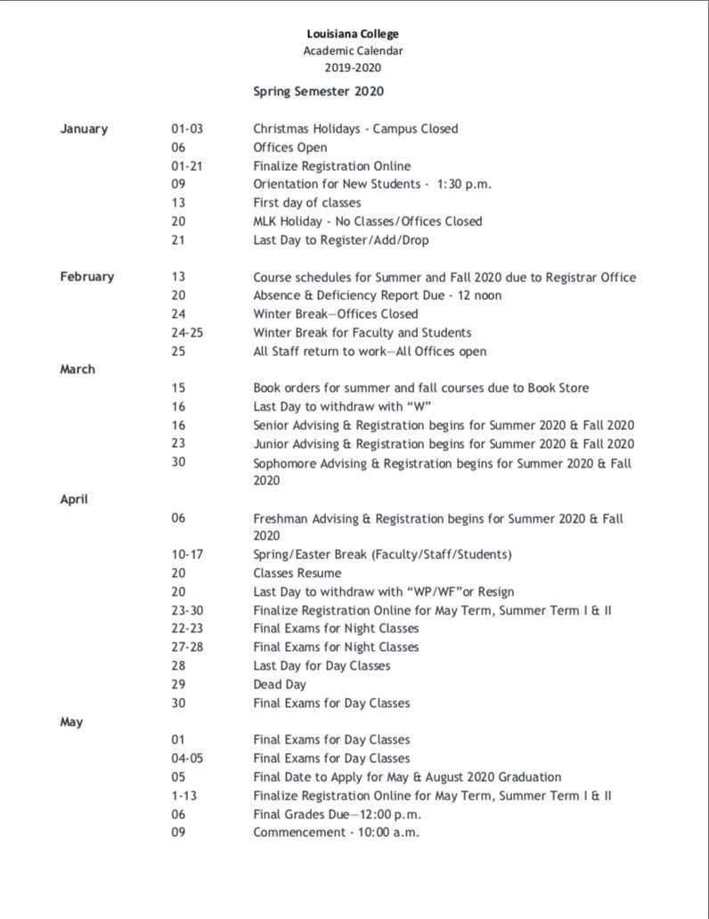 kayrenbail's tweet photo. Here is the Academic Calendar for the 2019-2020 school year!
@LA_College @LCAdmissions
#LCWildcat
#LACollege
#Classof2023 https://t.co/mRPw4Ch2c8