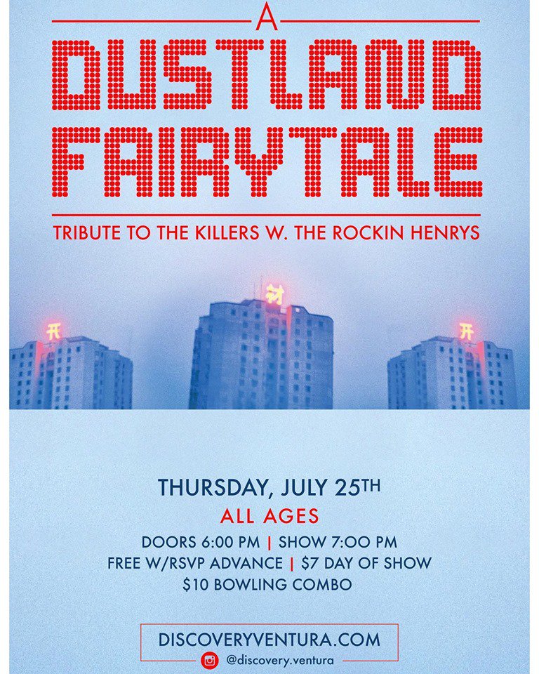 JETLEMONS's tweet photo. A Dustland Fairytale, Los Angeles’ Premiere Tribute To The Killers couldn’t be more Thrilled to return to Discovery Ventura, Thursday July 25! Experience the Sounds of The Killers Live &amp; Electric! https://t.co/rYUe2LgO6s