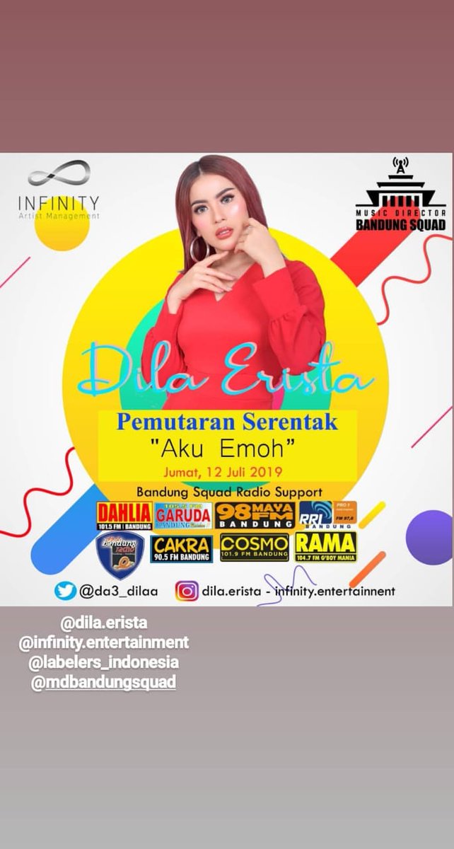 Single ke 3 dari @DA3_Dilaa 'Aku Emoh' sudah bisa kalian request diradio kesayangan kalian

#dilaerista
#pemutaranserentak
#singleketiga
#akuemoh
#mdjatimsquad
#mdjabarsquad
#mdbandungsquad