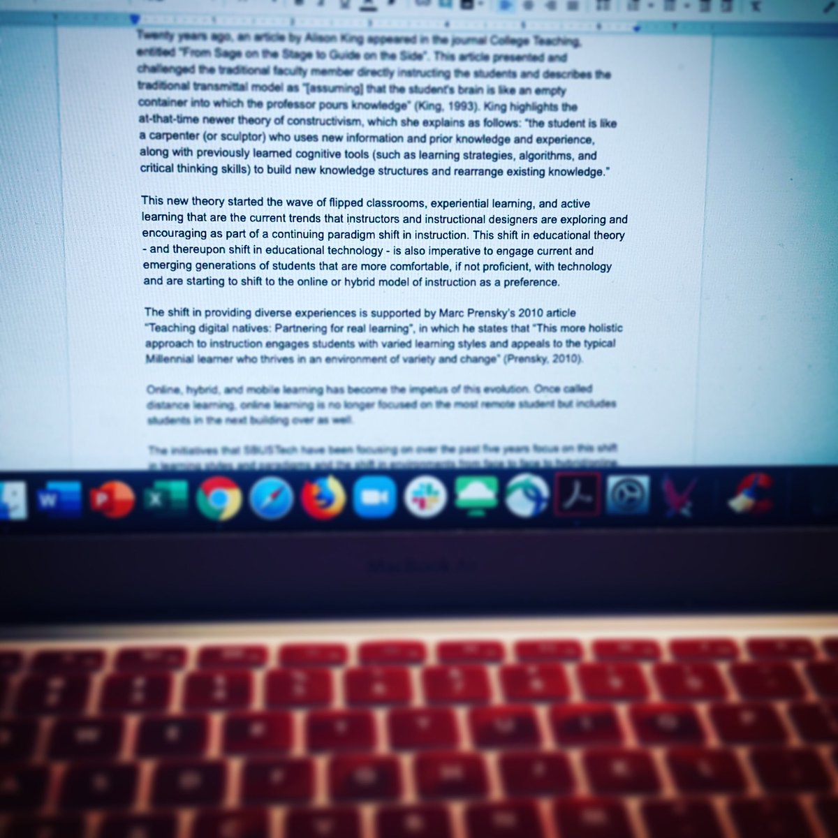 higheredsarah's tweet image. Every time I have to write an article, design document, report, or proposal, I am thankful that I did so much writing as a kid and continued it into my grad programs. #fourpagesdown #draftone
