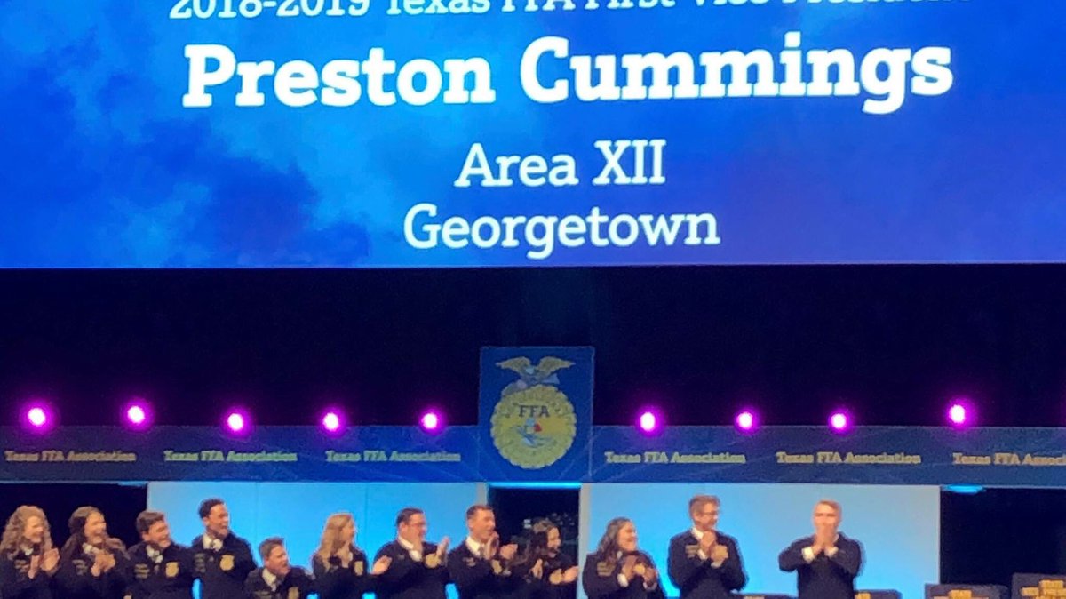georgetownffa's tweet photo. As we get set for State FFA Convention in less then a week, we want to wish our very own State First Vice President Preston Cummings good luck! @PRCummings @GISD_CTE @GeorgetownHS @GeorgetownISD https://t.co/uwLaPs4uvX