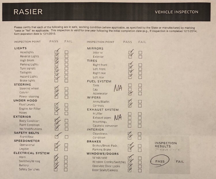 Andy Slye on Twitter: "Hey @Uber just because my car doesn't have a stinky  fuel system or exhaust fumes doesn't make the vehicle inspection invalid.  Please inform your staff about electric cars