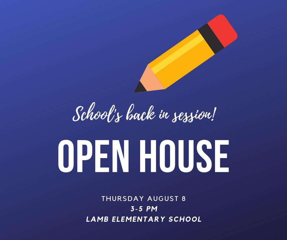 PtaLamb's tweet photo. It's that time again @HCPSLambES 
Open House is scheduled for Thursday 8/8 from 3-5 pm https://t.co/7UG1XekdKh