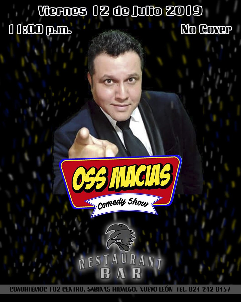 gallosbar's tweet photo. Te recordamos que mañana tenemos comediante "Oss Macías" 🎭
Ven a pasar una gran noche de diversión, además puedes disfrutar una deliciosa cena acompañada de tu bebida favorita. 🍺🍹🍸
Reserva tu mesa al 2428457, entrada No Cover toda la noche. 👏👏 https://t.co/ylhghfUb36