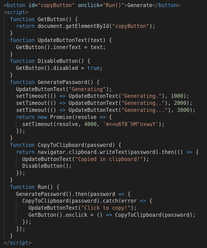 guillaume20100's tweet photo. I found a nice workaround regarding the clipboard api issue on Firefox with async method. I will use this on #LessPass to auto copy password generated in Chrome. https://t.co/N29abHLBl7