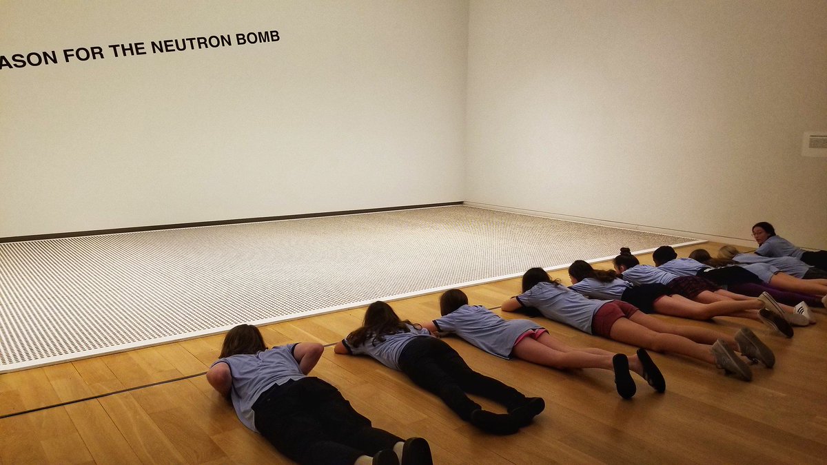 themodernfw's tweet photo. Art Campers experience Chris Burden's work, The Reason for the Neutron Bomb, 1979 in a new way. We invite you to visit the Modern and see for yourself! #disappearingcalifornia #modernart #conceptualart #arthistory #basjanader #californiaartist #visitfortworth #visitdfw #fortworth https://t.co/0bEXj3Q1d4