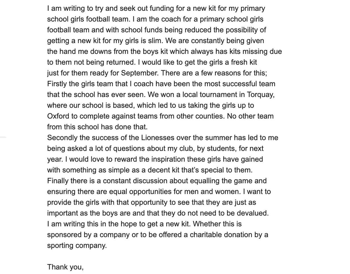 ceylonandi's tweet photo. Twitter I need your help!
We received this email at @FBeyondBorders from a teacher who can't afford to get her girls a kit 😢
The success of the @Lionesses means there are girls who want to play, but have nothing to wear.
There must be something we can do?
RTs appreciated! https://t.co/akHruG8IEh