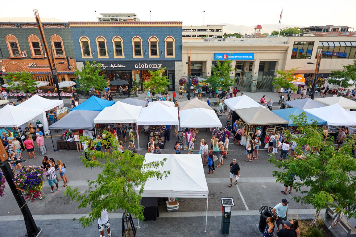 cityofkelowna's tweet photo. You don't need an invite for the biggest block party in the Okanagan! This Saturday, Bernard Avenue will host art, food, shopping and entertainment as part of the 30th annual Downtown Block Party. #beaches #dining #shopping #walkableunstoppable #dkblockparty #downtownkelowna https://t.co/S74oXlOSGT