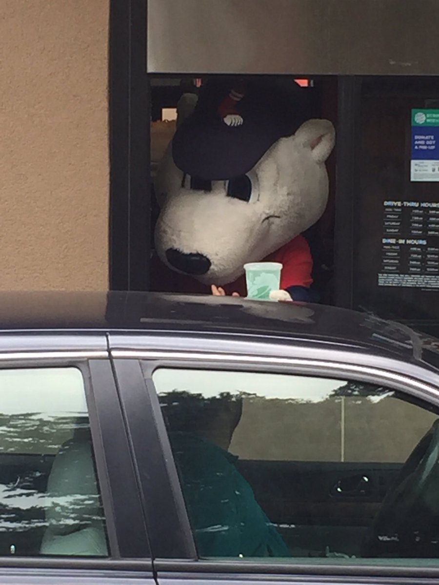 PawsTheMascot's tweet photo. Helping out my friends @tacobell !!! Working the drive thru!! https://t.co/jpm08wCOlm
