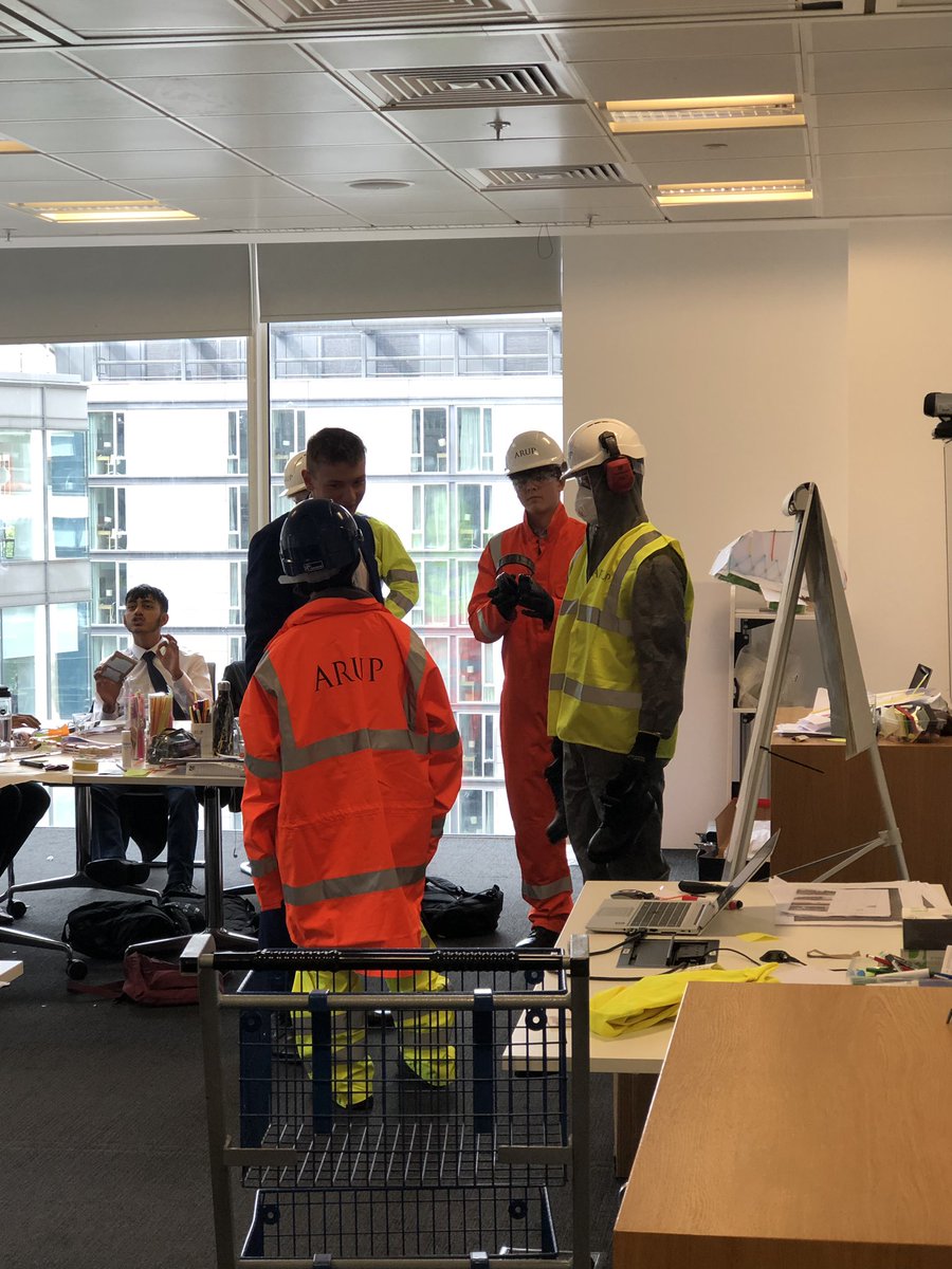 AimeeSTaylor98's tweet photo. #EngineeringAwarenessWeek Manchester Office students enjoyed dressing up in PPE and the marketing task today, as well as SoundLab and VR experiences! Looking forward to their festival plan presentations tomorrow afternoon and will be sad to see them go :( @ArupUKIMEA https://t.co/8Eng18LZKD