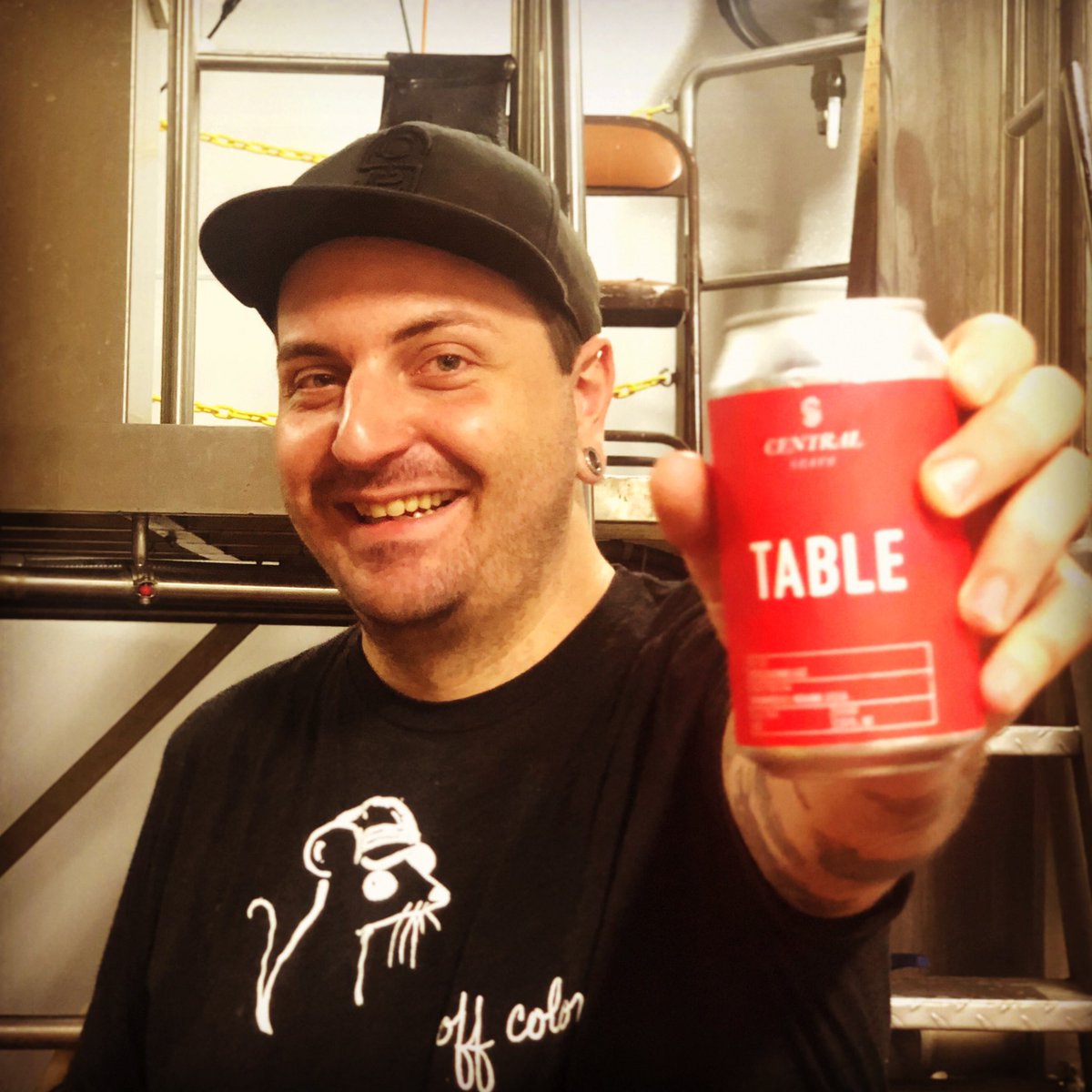 CSBrewing's tweet photo. Our Brewer Josh is pretty rad! We asked him to show off his favorite beer he has brewed and he pulled out a CSB Classic, Table! This Rustic Blonde Ale is light and refreshing! #centralstatebrewing #midwestexotic #table #rusticblonde #brewer #wheresyourbeard #table #indybeer https://t.co/NN5IWn22zZ