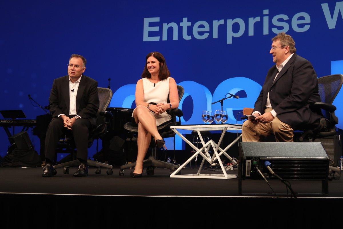 OpenText's tweet image. “We’re going to think big, start small, and scale fast.” -@markbarrenechea talks about our new #Mastercard partnership with Carlos Menendez and Claire Thompson, President and EVP Enterprise Partnerships @MastercardNews.  #OTEW
