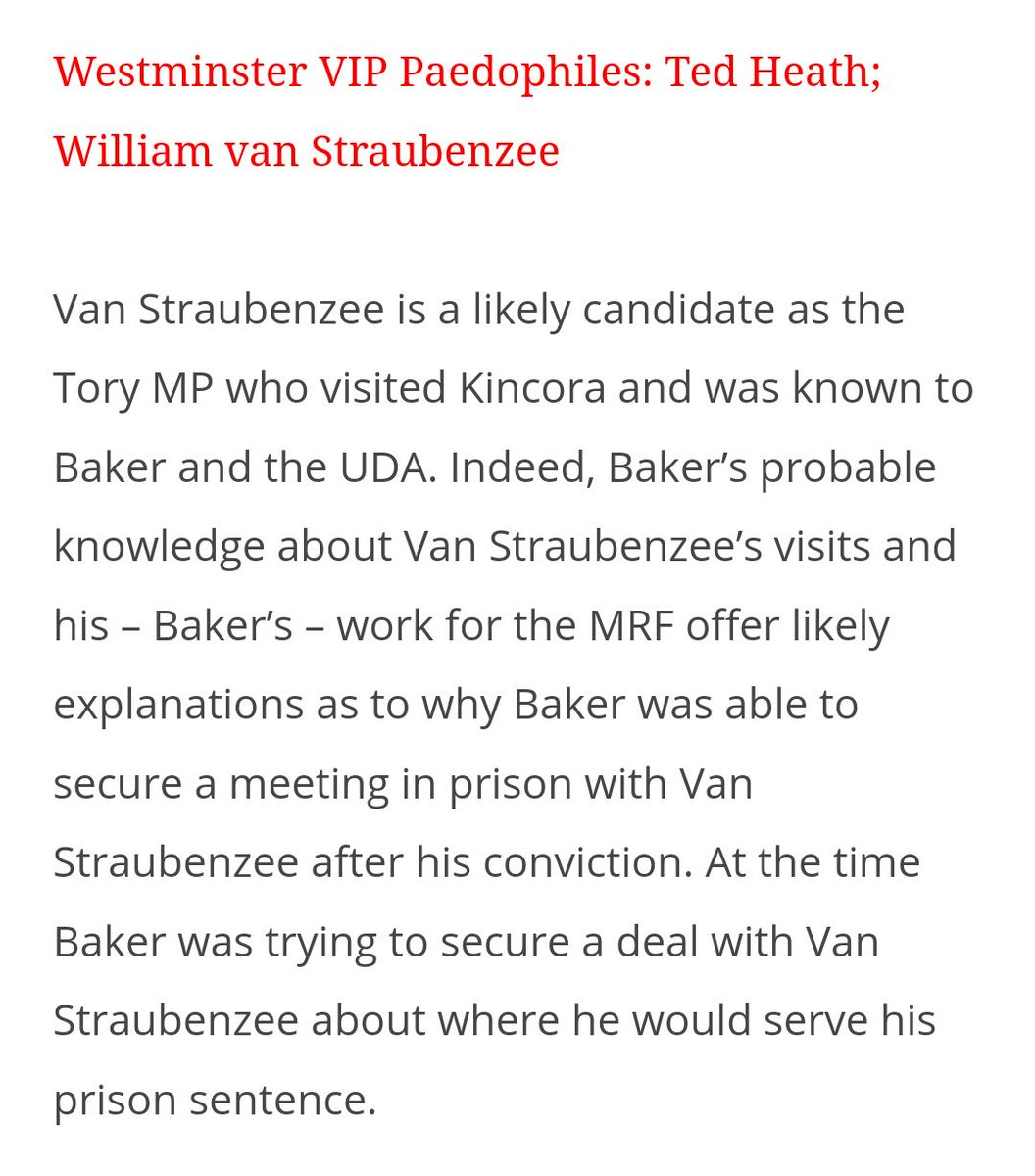 Former Richmond councillor, Thatcher-era MP, Little Willy Whitelaw's deputy at the Northern Ireland Office and member of the CoE General Synod, William van Straubenzee was named in child abuse files unearthed by the Cabinet Office in July 2015 linking him to Kincora.