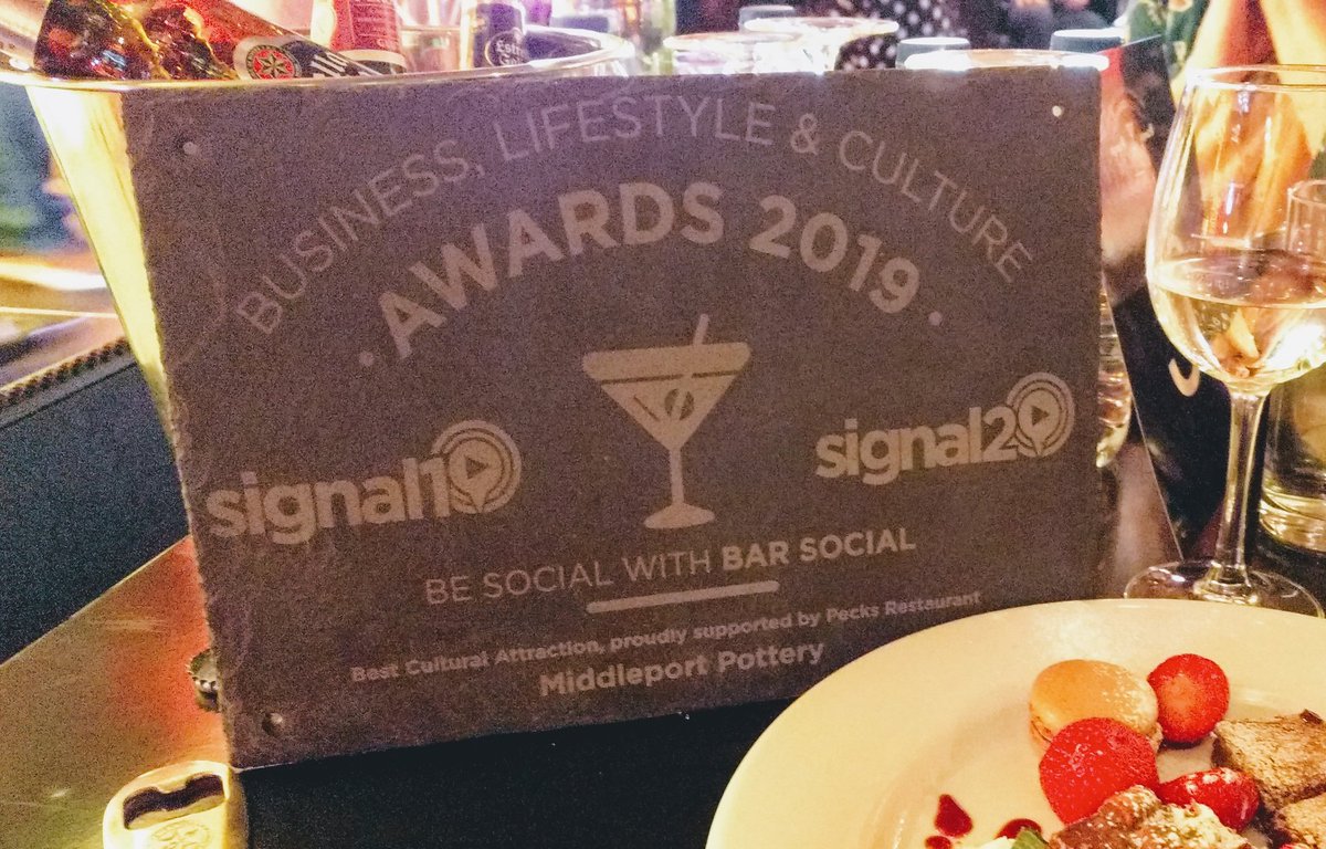 Middleport_Pot's tweet photo. Absolutely delighted to have won 'Best Cultural Attraction' at this evening's @Signal1Official &amp; @Signal2Official Business, Lifestyle &amp; Culture Awards. From all the team, volunteers and  businesses based at Middleport Pottery - thank you! https://t.co/f4cUwZPDXB