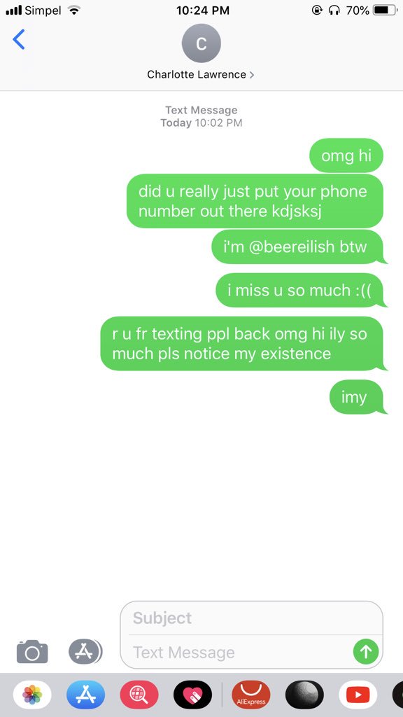 Charlotte Lawrence Text Me Lol No Bs Not Fake Love U