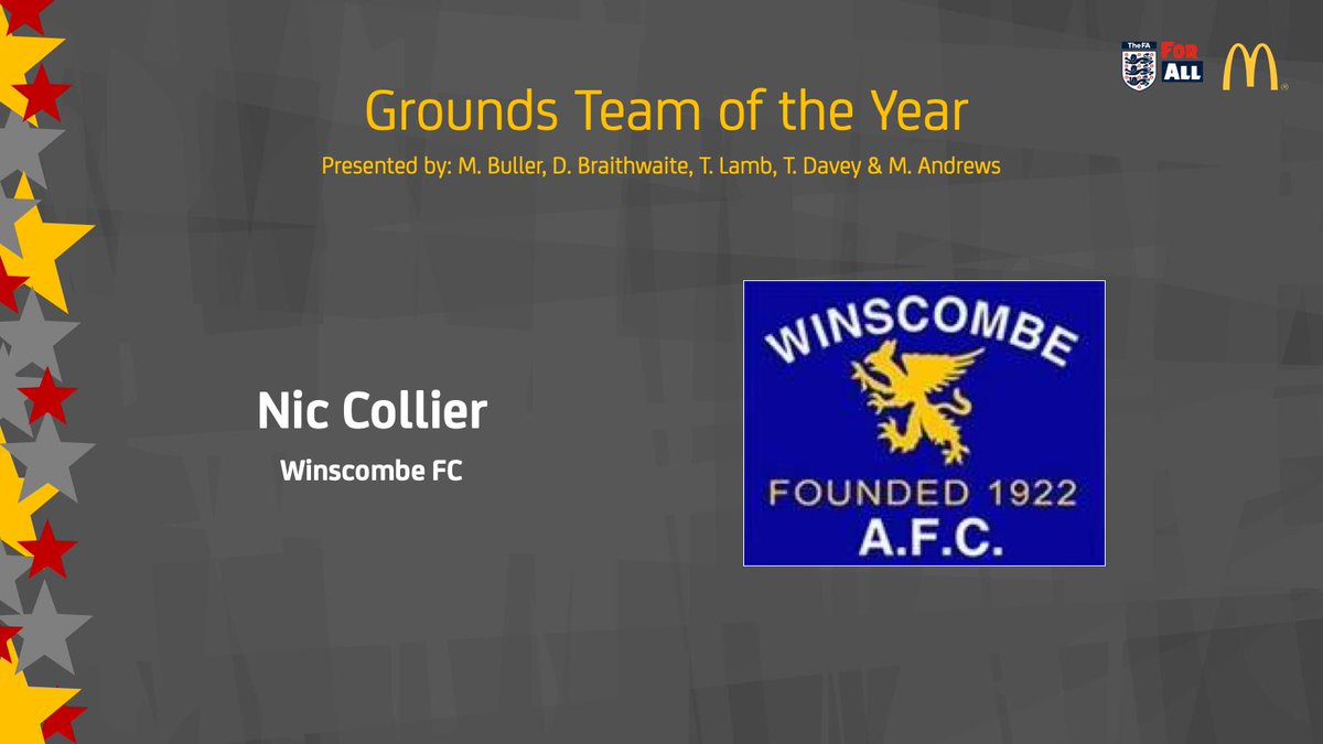 SomersetFA's tweet photo. The FA McDonalds Grounds Team of the year in Somerset has been awarded to Nic Collier of Winscombe AFC

Nic is director of football and groundsman, all on top of a full time job. Nic is always working on the pitches, striving for high standards and doesn’t accept 2nd best. https://t.co/Da0l9ybE0d