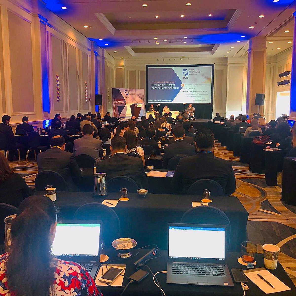 BCWMiami's tweet photo. BCW team supporting our client, Banco Centroamericano de Integracion Economica, at the 4th Annual Regional Seminar on Risk Prevention for the Public Sector. Interesting stats shared on global economies. #BCWGlobal #BCWMiami #MovingPeople #AgencyLife https://t.co/u3Lu3v1G0k