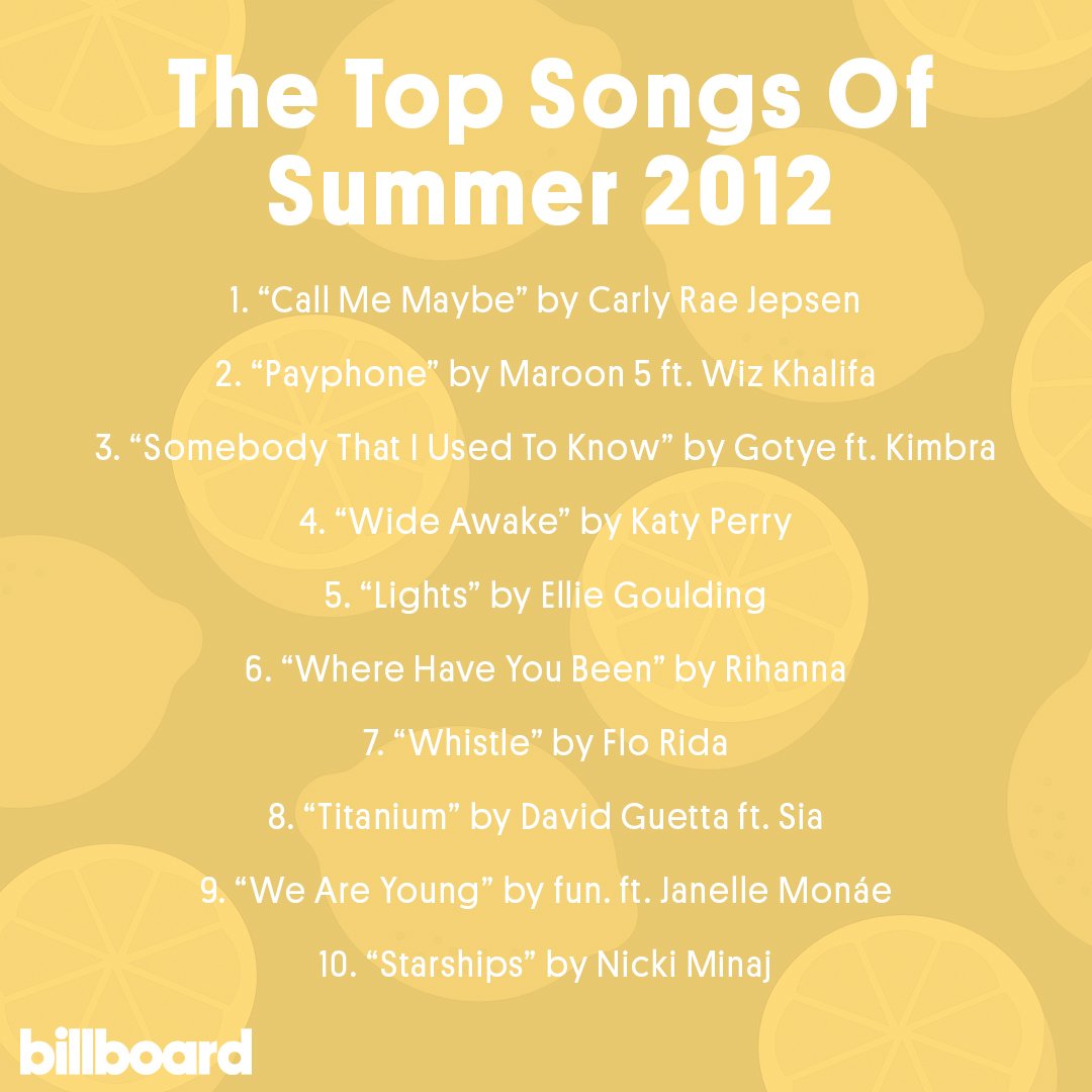 billboard on Twitter: "Which song from the summer of 2012 is your favorite? 🌊 #TBT / Twitter