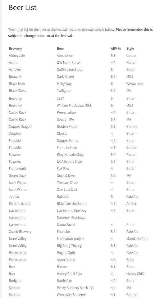 WE HAVE BEER (&amp; CIDER)!!! 🍻🍻

As we approach the Festival, we thought we should share with you the Beer &amp; Cider Lists to get your taste buds tingling!!! 

What do you fancy trying? Let us know in the comments below ⬇️⬇️