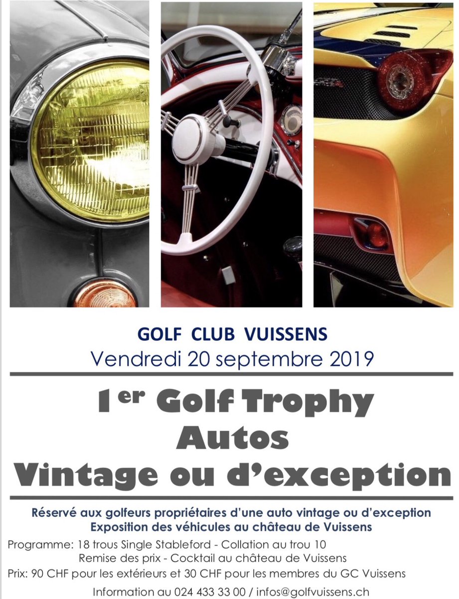 Amis golfeurs et propriétaire d’une auto vintage ou d’exception, cet événement est pour vous..😏