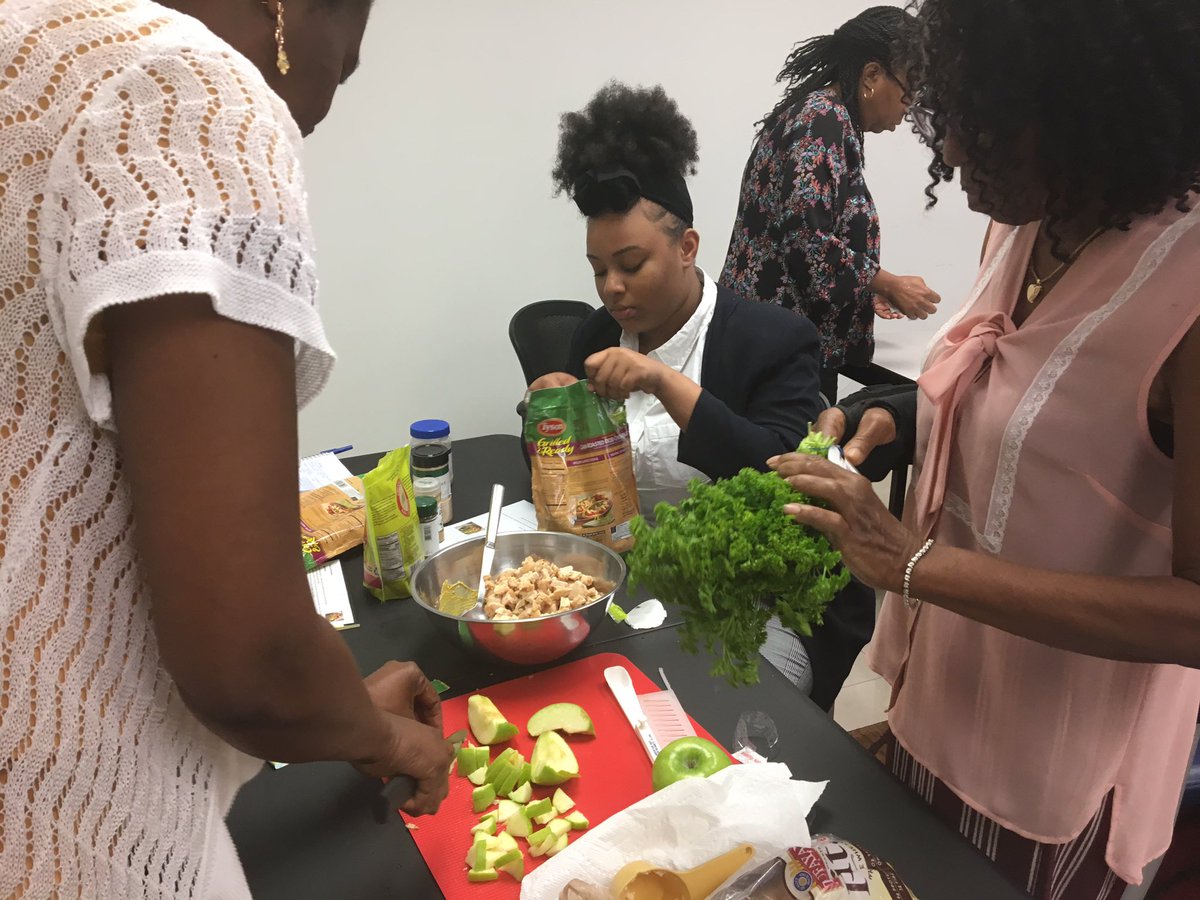 PD training to Concerned African Women OST providers on Nutrition education included hands-on preparation of healthy and appealing snack recipe options, focusing on the diverse cultures they serve and familiar local fruit in season today.
