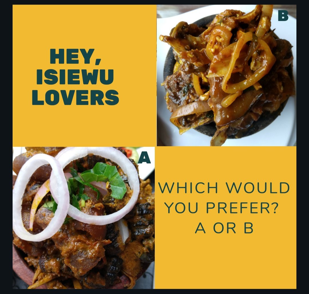 belle_first's tweet photo. Some people like the onion and utazi mixed with the sauce while orders like it just on top of the meat after dishing. 
:
Which do you prefer.
A or B?
#AFCON2019 #Crypto #Wimbledon #AfricaPlateOfNations #africanrecipe #HealthyFood #EatOut #EatHealthy #ordernchop #bellefirst https://t.co/g6MyNt3B8p