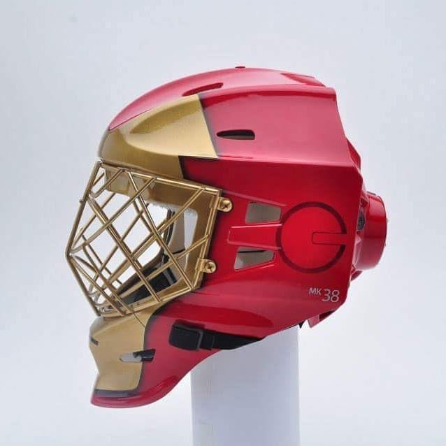 iron man goalie helmet Goalie masks have long been regarded as works of art, but @Studio38Designs  has taken that notion to a whole new level with these Ironman and Raphael  Ninja Turtle masks. Great artistic execution