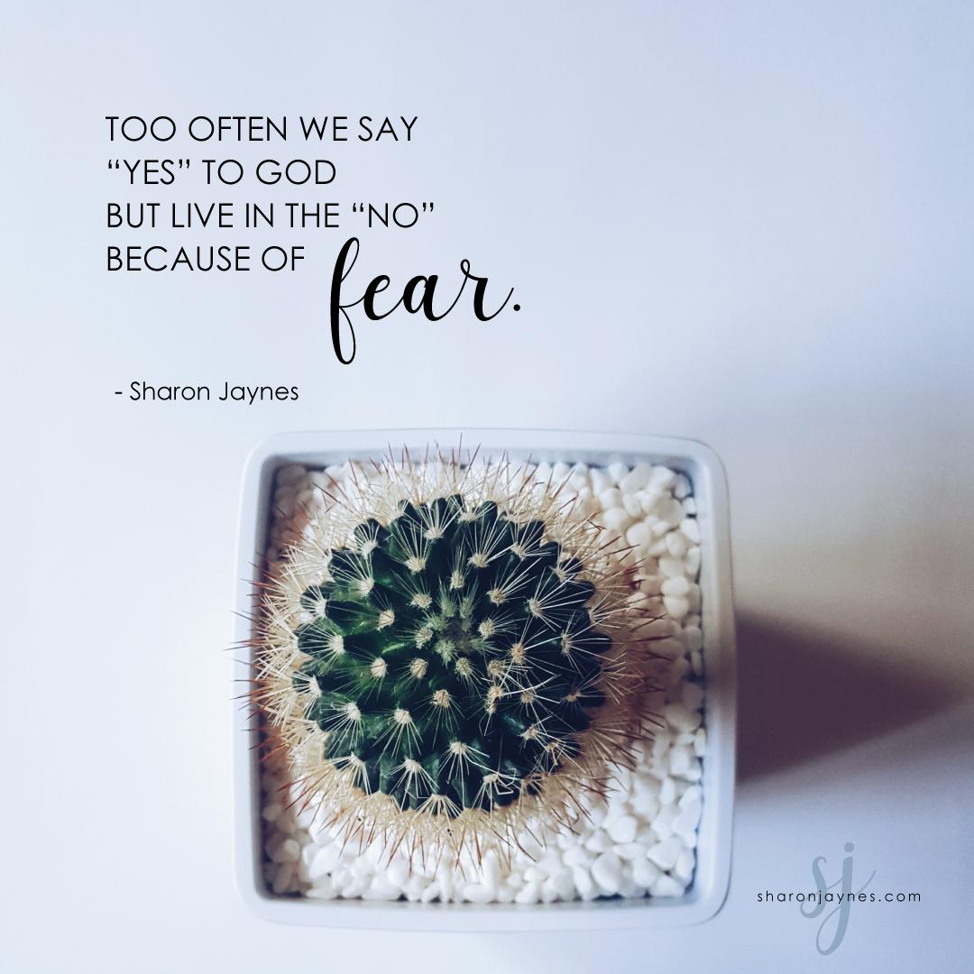 TweetWithGiG's tweet image. "Too often we say 'yes' to God but live in the 'no' because of fear." Sharon Jaynes   SharonJaynes.com