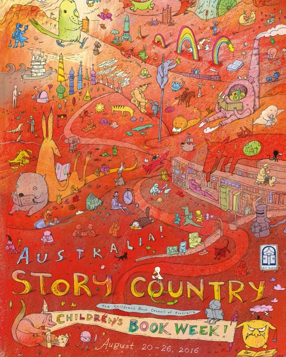 TheCBCA's tweet photo. CBCA Book Week Flashback!
Year: 2016
Theme: Australia: Story Country
Artwork: Shaun Tan

Tan's book 'Rules of Summer' won CBCA Picture Book of the Year in 2014.

#cbcabookweek #bookweek2016 #australiastorycountry #shauntan #childrensillustration #australianliterature https://t.co/xbigp2UmJI